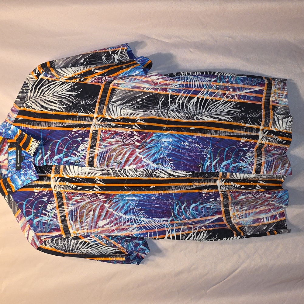 INC Multicolor Abstract Shirt Button Up Mens Large (Frank #18)